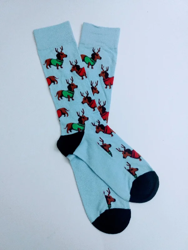Christmas Nostalgic Festive Times Dachshund Reindeer Crew Socks