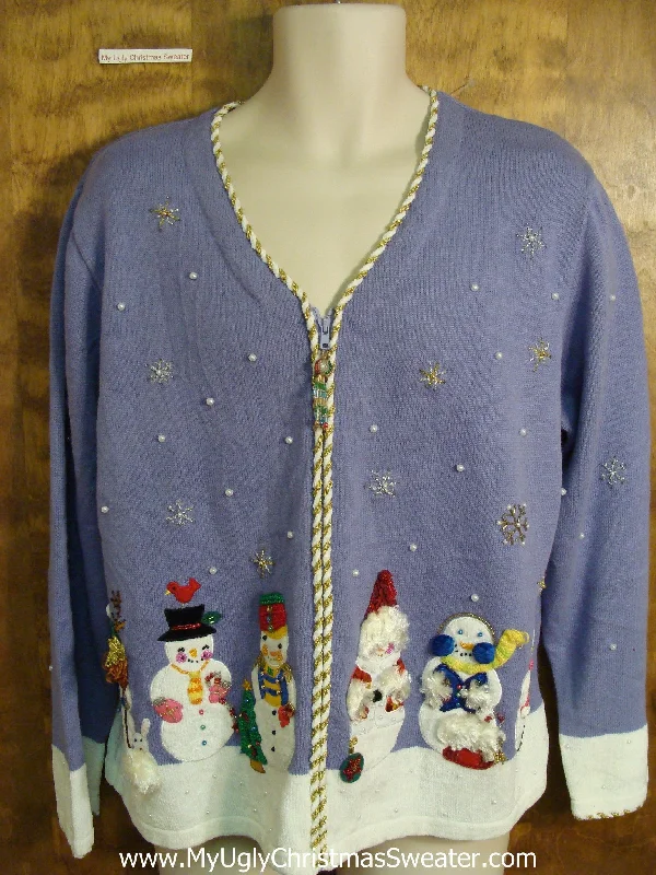 Christmas Peaceful Holiday Mornings Purple 2sided Ugly Christmas Sweater