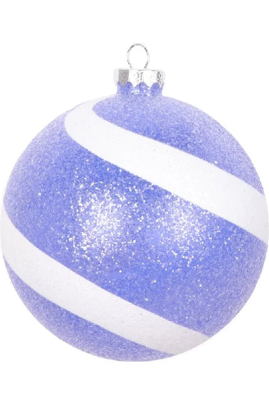 Christmas Baking Purple and White Sugar Glitter Ball Ornaments (Set of 3)