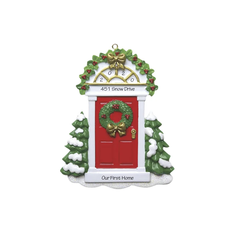 Cozy Christmas Red Door Personalized Ornament