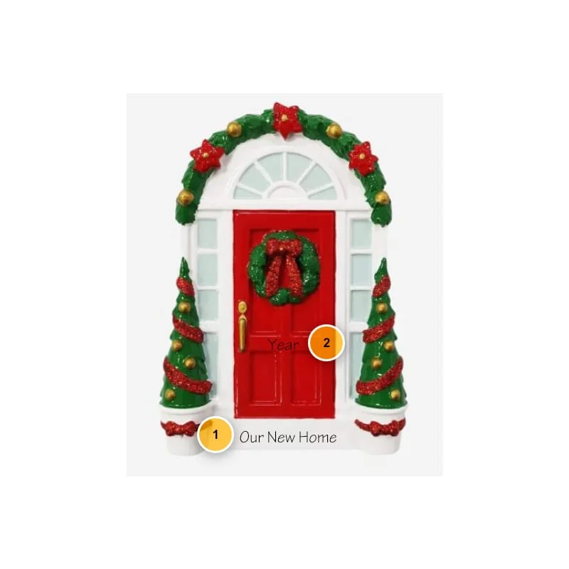 Christmas Home-Baked Goodies Red Door w/Wreath Personalized Christmas Ornament