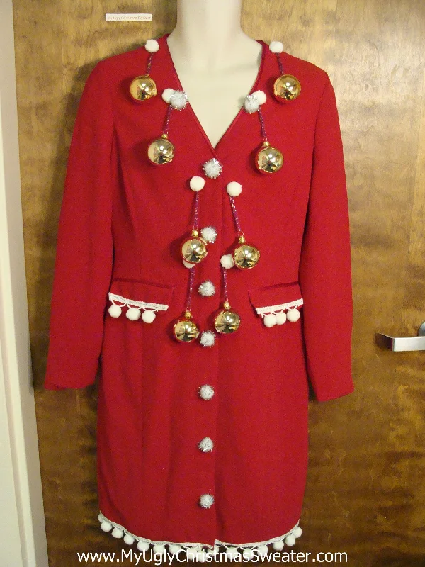 Christmas Wonderland Red Fesitve Ugly Christmas Sweater Party Dress Size 8