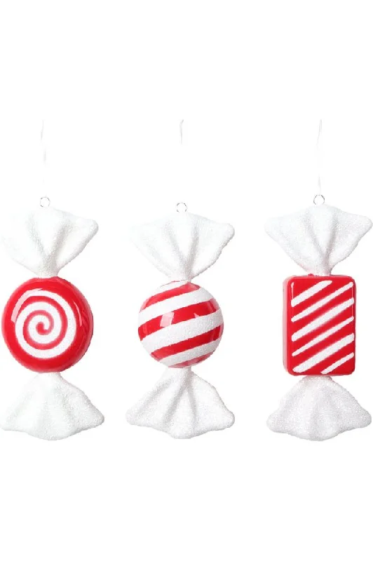 Christmas Stocking Stuffers Red Peppermint Candy Ornament (Assortment of 3)