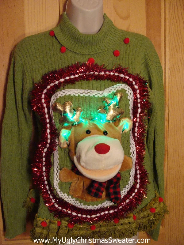 Reindeer Christmas Sweater with Lights