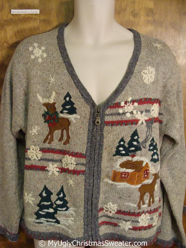 Christmas Snowy Mountains Reindeer in a Winter Wonderland Ugly Christmas Sweater
