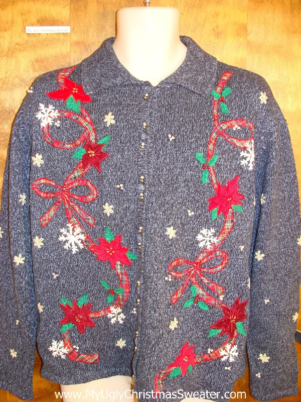 Christmas Cookies Ribbons and Poinsettias Ugly Christmas Sweater