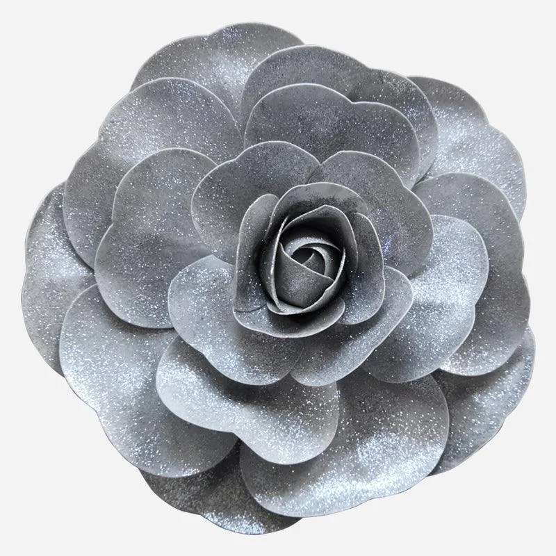 Christmas Decor Silver Rose flower Head