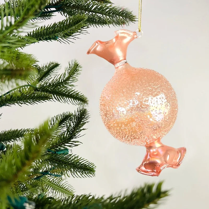 Christmas Joy Pink Candy Ornament with Sugar Beads