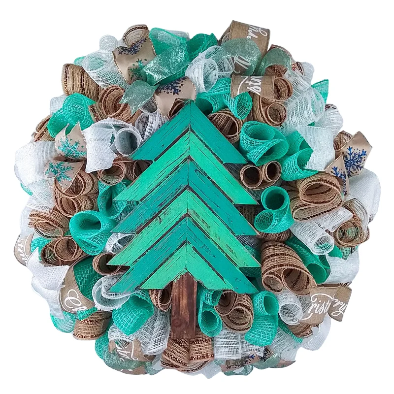 Christmas Wreath Rustic Christmas Wreath, Holiday Door Decor, Festive Ribbon and Burlap Decoration Christmas Wreath Rustic Christmas Wreath, Holiday Door Decor, Festive Ribbon and Burlap Decoration