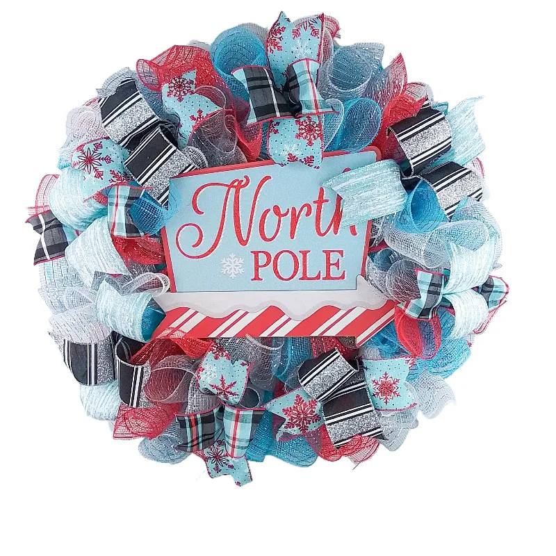 Christmas Twinkling Festive Lights Santa Claus North Pole Wreaths - Non Traditional Wreath Ideas - Christmas Mesh Outdoor Front Door Decor - White Red Turquoise Black Silver Xmas Christmas Twinkling Festive Lights Santa Claus North Pole Wreaths - Non Traditional Wreath Ideas - Christmas Mesh Outdoor Front Door Decor - White Red Turquoise Black Silver Xmas