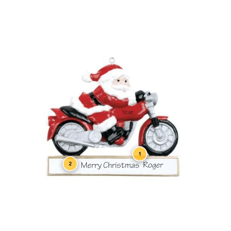 Christmas Stocking Stuffers Santa Motorcycle Personalized Ornament