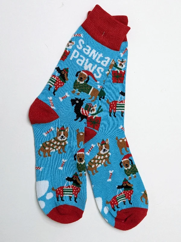 Christmas Glittery Star Decor Christmas Santa Paws Dog Crew Socks