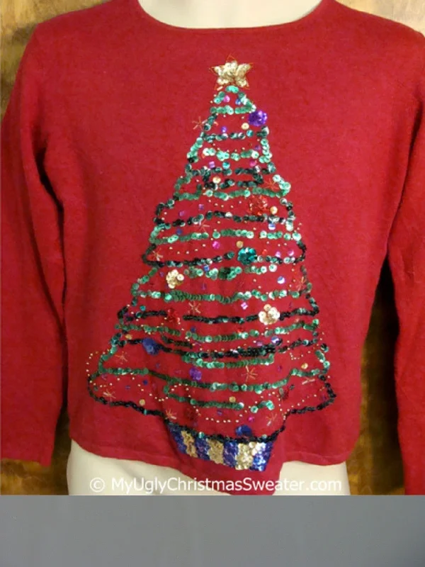Christmas Enchanted Night Sky Sequin Bling Tree Themed Ugly Christmas Sweater Pullover Christmas Enchanted Night Sky Sequin Bling Tree Themed Ugly Christmas Sweater Pullover