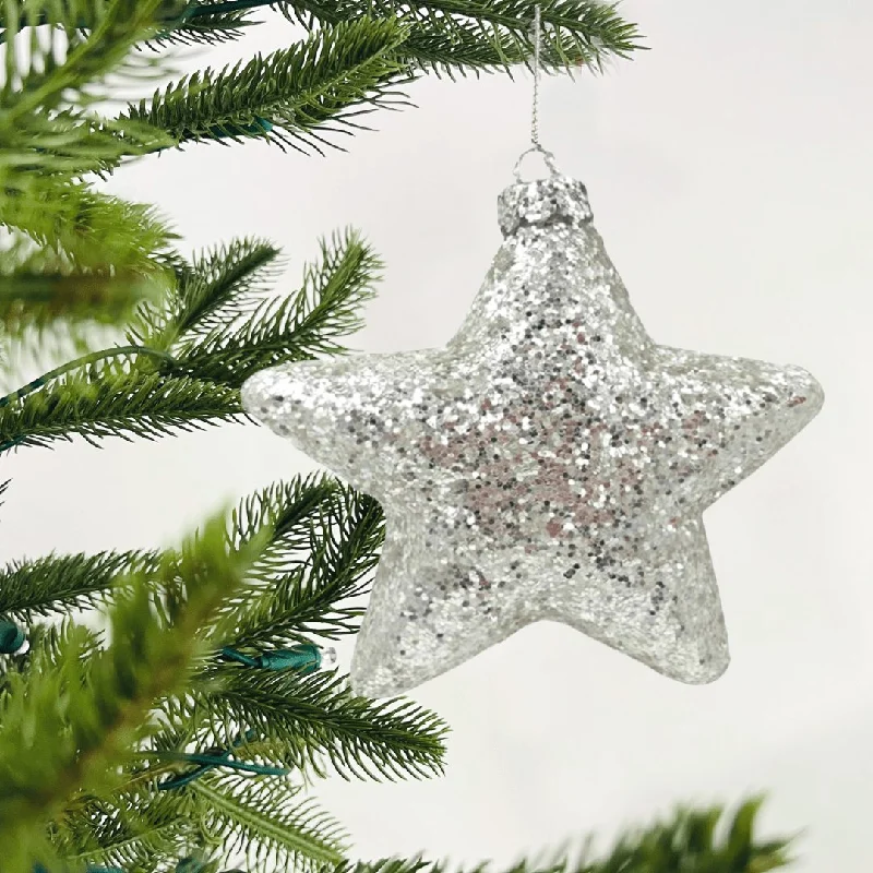 Christmas Centerpiece Star Ornament with Silver Glitter