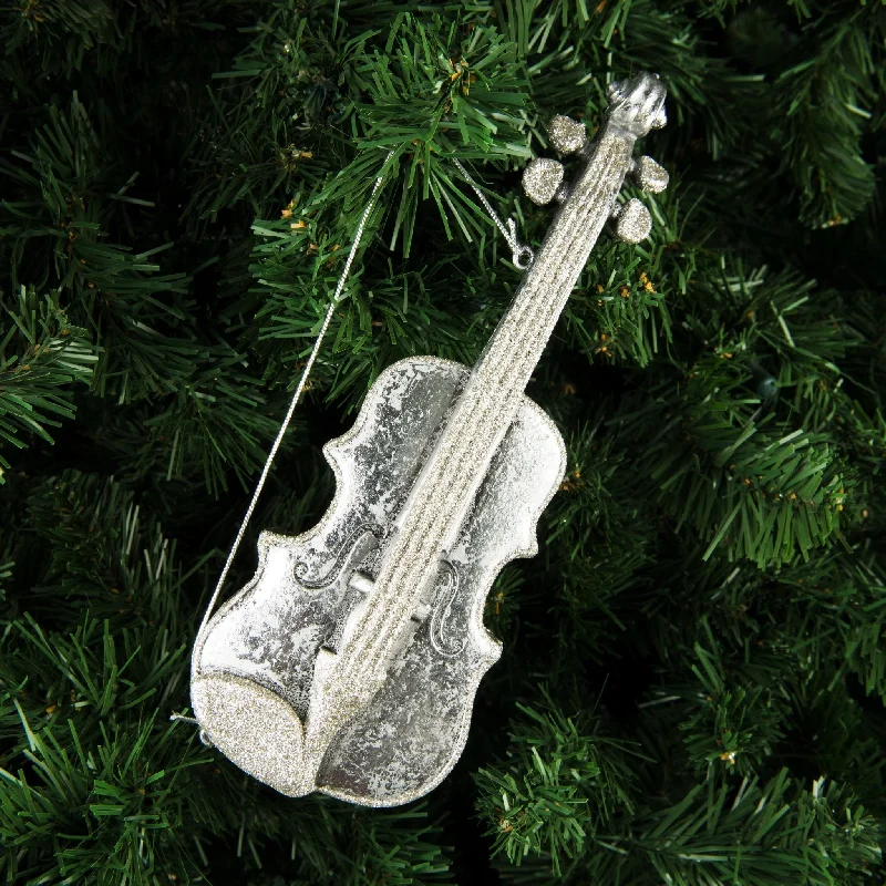 Holiday Lights Silver Violin Festive Ornament