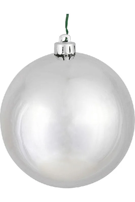 Christmas Tree Decorations Silver Shiny Ball Christmas Ornaments (6 pack)