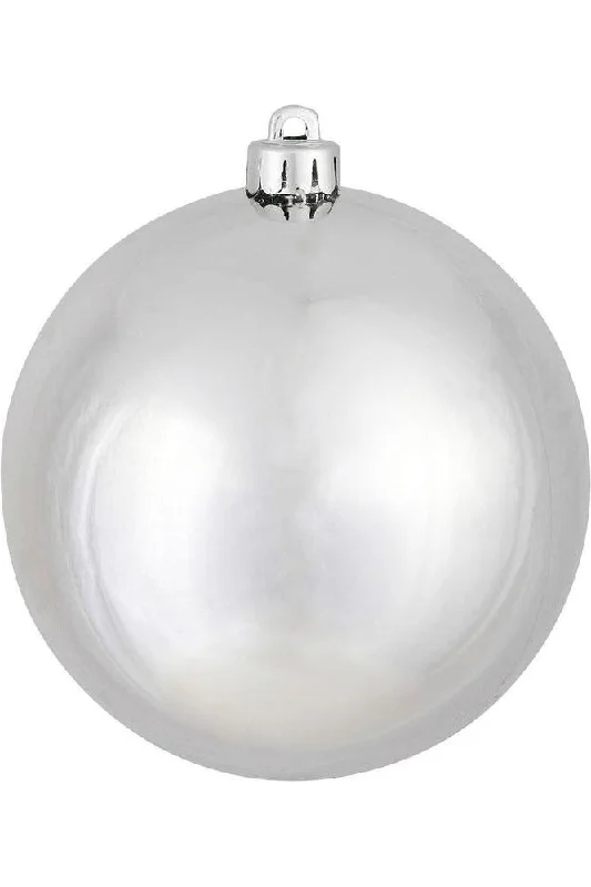 Christmas Fireplace Mantel 8" Silver Shiny Ball Ornament