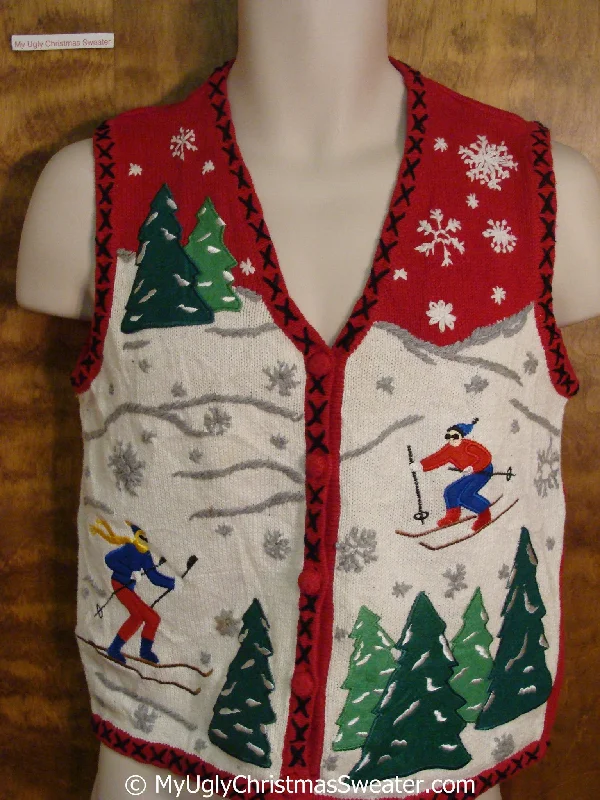 Christmas Winter Night Sky Skiing in a Winter Wonderland Christmas Sweater Vest