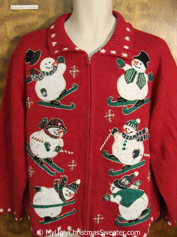Christmas Ornaments Skiing Snowman Sixpack Ugly Christmas Sweater
