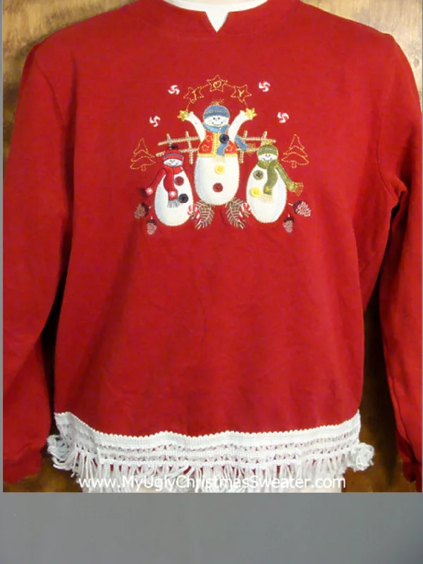 Snowman Trio Red Christmas Sweatshirt