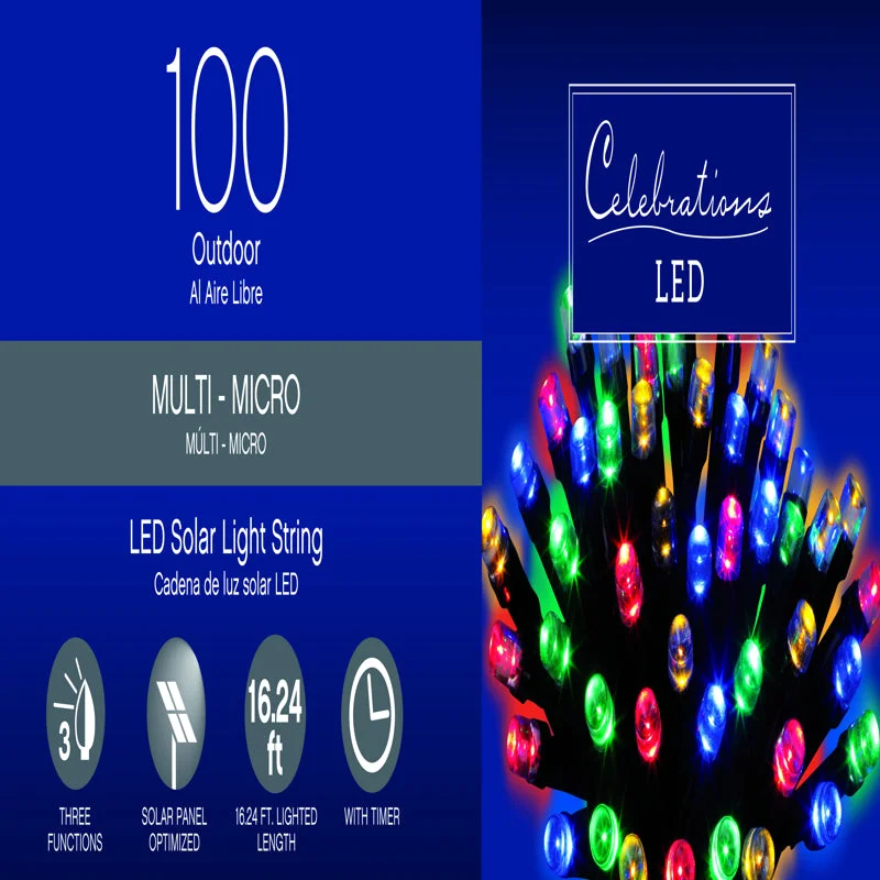 Holiday Season Celebrations LED Micro/5mm Multicolored 100 ct String Christmas Lights 16.24 ft.