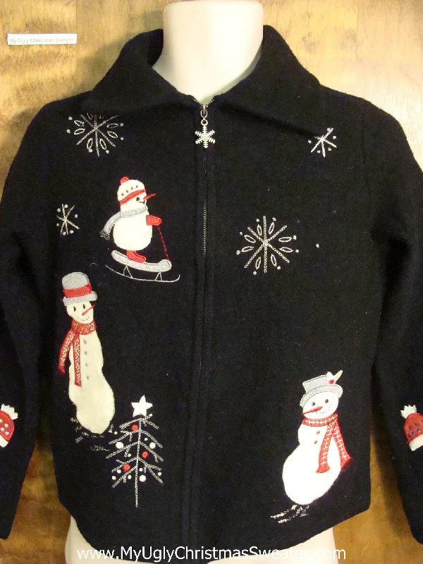 Christmas Cozy Warm Blankets Sporty Snowmen Black Ugly Christmas Jumper
