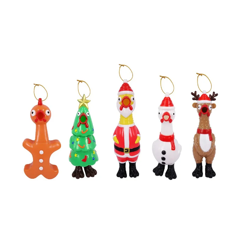 Christmas Glowing Christmas Stars Squeeze Me Christmas Chicken Ornament, 8,5 Inches, Assortment, 1 Count