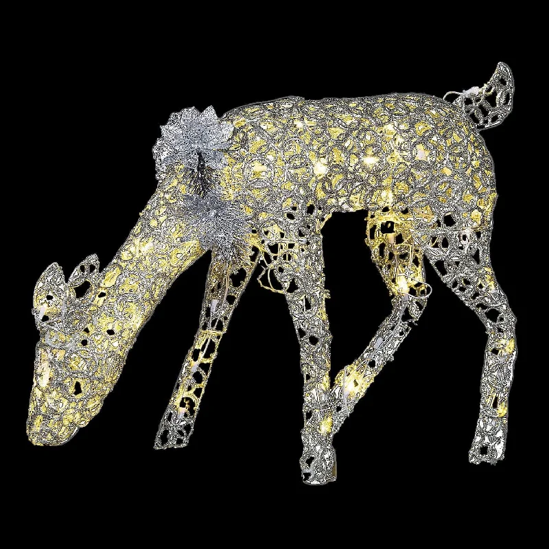 Christmas Snowflakes Light-Up LED Doe with Sparkle Rings Outdoor Decoration