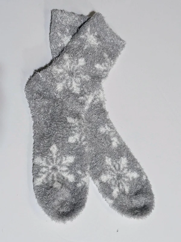 Christmas Music Fuzzy Snowflake Crew Socks