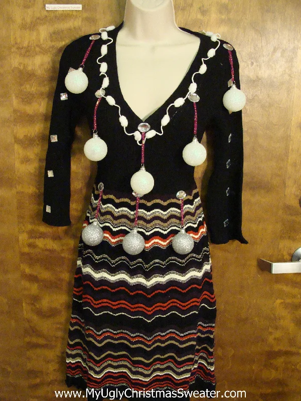 Christmas Fireplace Decor Stretchy Fun Ugly Christmas Sweater Party Dress Size S