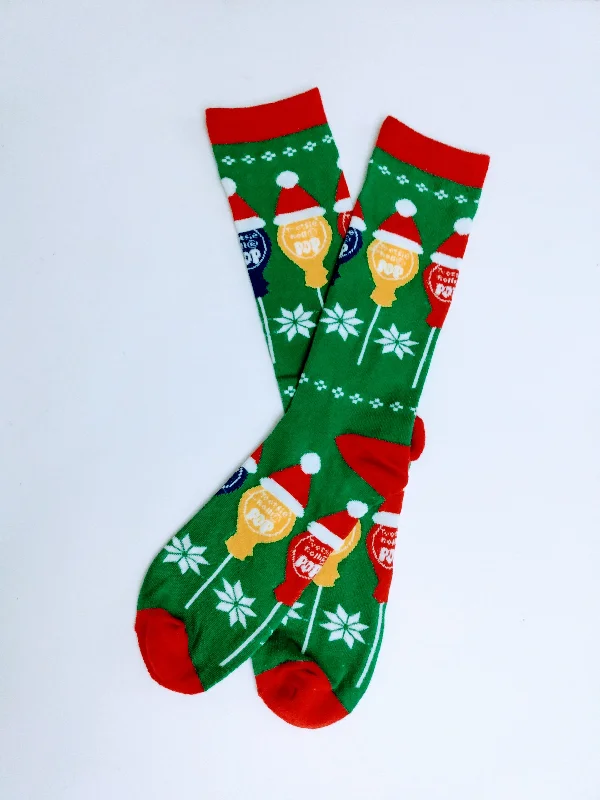 Christmas Cozy Warm Blankets Blow Pop Santa Hat Crew Socks