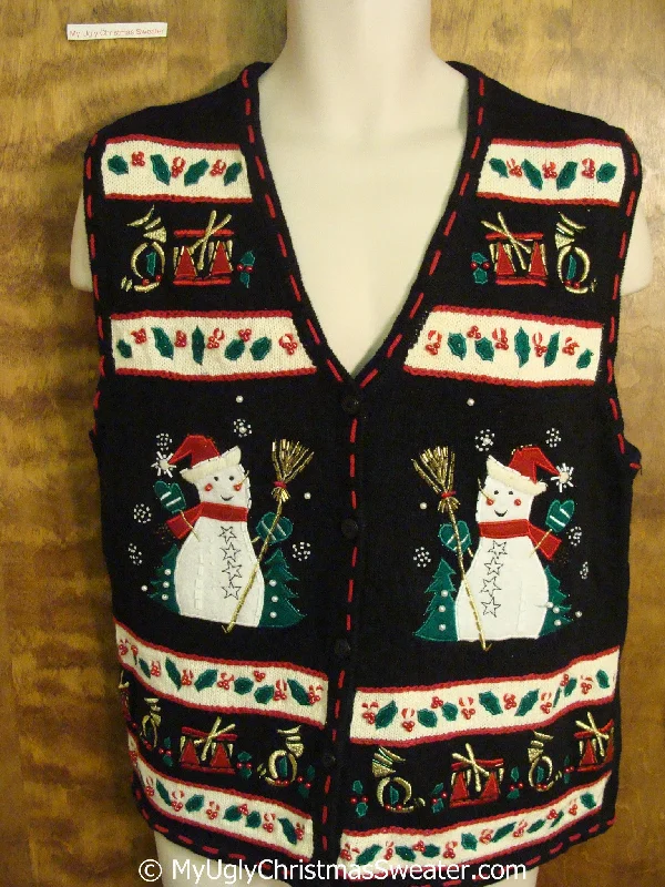 Christmas Cozy Indoor Nights Super Tacky Snowmen Ugly Christmas Sweater Vest