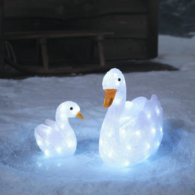 Holiday Lights 31cm Swan & Cygnet LED 3D Acrylic Figure Duo