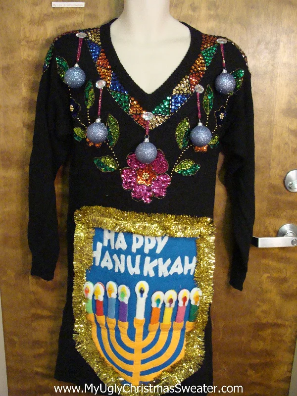 Cozy Christmas Tacky 80s Bling Holiday Sweater Party Hanukkah Dress Size L
