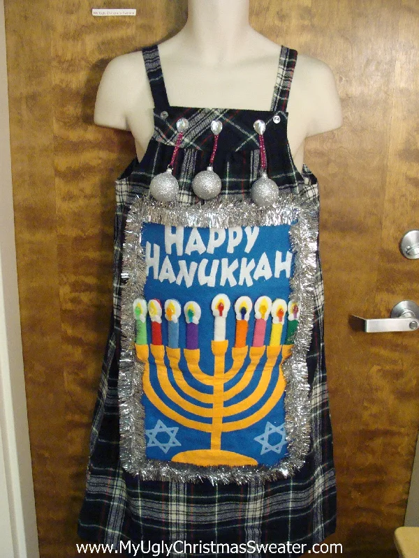 Christmas Garland Tacky Holiday Sweater Party Hanukkah Plaid Dress Size L