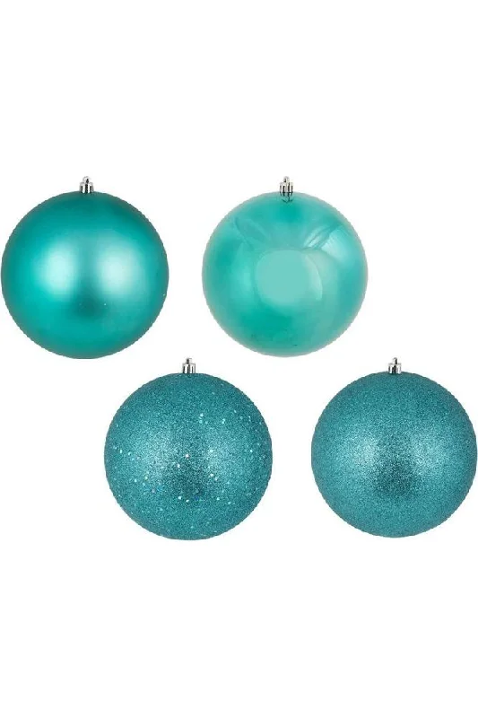 Christmas Decor Teal Asst Christmas Ball Ornaments (Set of 36)