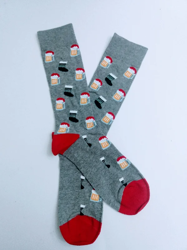 Christmas Cozy Winter Nights Beers Mug Stocking Crew Socks