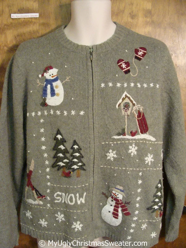 Christmas Decor Ugly Green Christmas Sweater with SNOW
