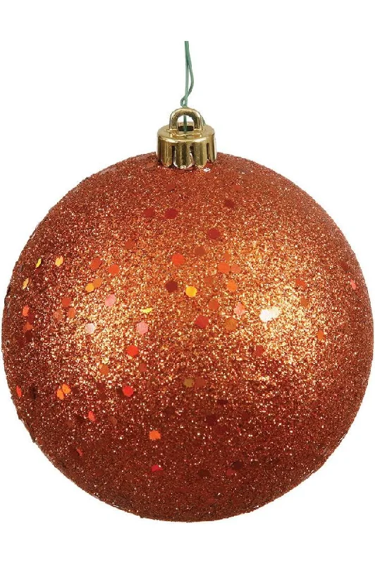 Christmas Pajamas Burnish Orange Sequin Ball Ornaments (6 pack)