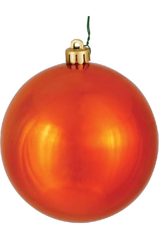 Cozy Christmas Burn Orange Shiny Ball Ornaments (6 pack)