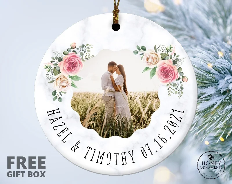 Santa Claus We Are Engaged, Engagement Ornament, Personalized Gift Ideas for Bride and Groom, First Christmas Engaged Ornament, Engagement Gift Box