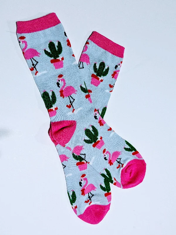 Christmas Home-Baked Goodies Christmas Flamingo Cactus Crew Socks