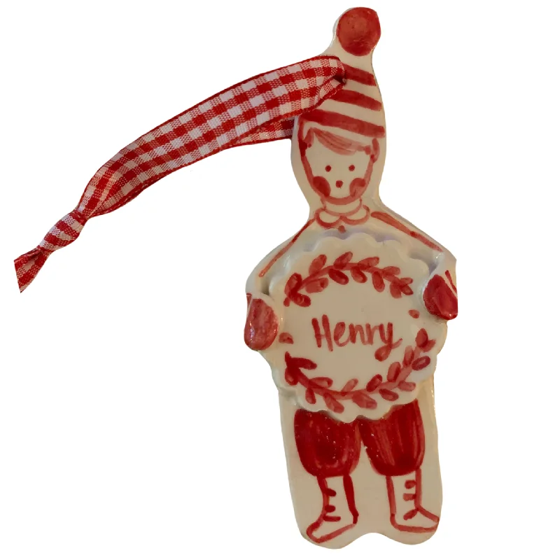 Christmas Snow Globe Decorations Wreath Boy Ornament - Red