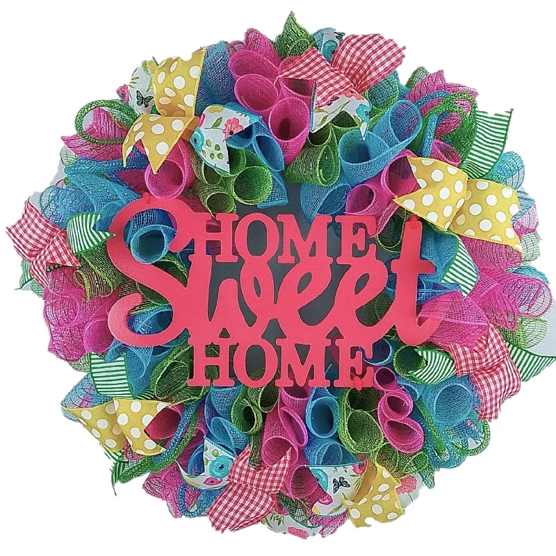 Christmas Holly Berry Wreaths Colorful Ribbon Wreath, Home Sweet Home Decor, Housewarming Gift Idea Christmas Holly Berry Wreaths Colorful Ribbon Wreath, Home Sweet Home Decor, Housewarming Gift Idea
