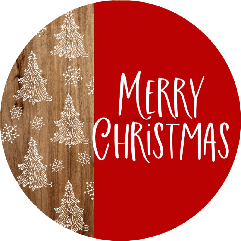 Wreath Sign, Christmas Door Hanger, Merry Christmas, Red and White Christmas, DECOE-2641, Sign For Wreath, Round Sign, 18" Wood Round