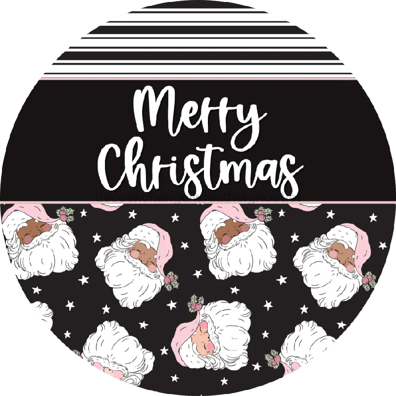 Christmas Spirit Wreath Sign, Christmas Door Hanger, Merry Christmas, Vintage Santa, DECOE-2379, Sign For Wreath, Round Sign, 18" Wood Round
