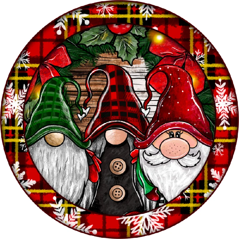 Holiday Cheer Wreath Sign, Christmas Gnomes, Christmas Sign, 18" Wood Round,  Sign, DECOE-761, Sign For Wreath, 18" Wood Round