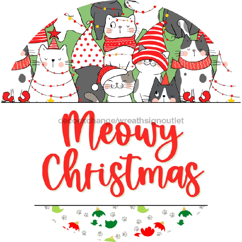 Christmas Party Wreath Sign, Christmas Wreath Sign, Cat Wreath Sign, DECOE-2396, Sign For Wreath, Round Sign, 11.75" Metal Round Christmas Party Wreath Sign, Christmas Wreath Sign, Cat Wreath Sign, DECOE-2396, Sign For Wreath, Round Sign, 11.75" Metal Round
