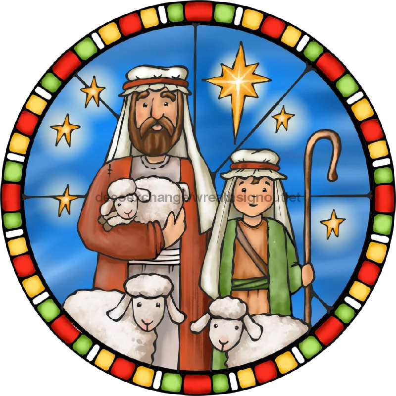 Christmas Joy Wreath Sign, Nativity Sign, Christmas Sign, Stained Glass, DECOE-1117, Sign For Wreath, 10" Wood Sign
