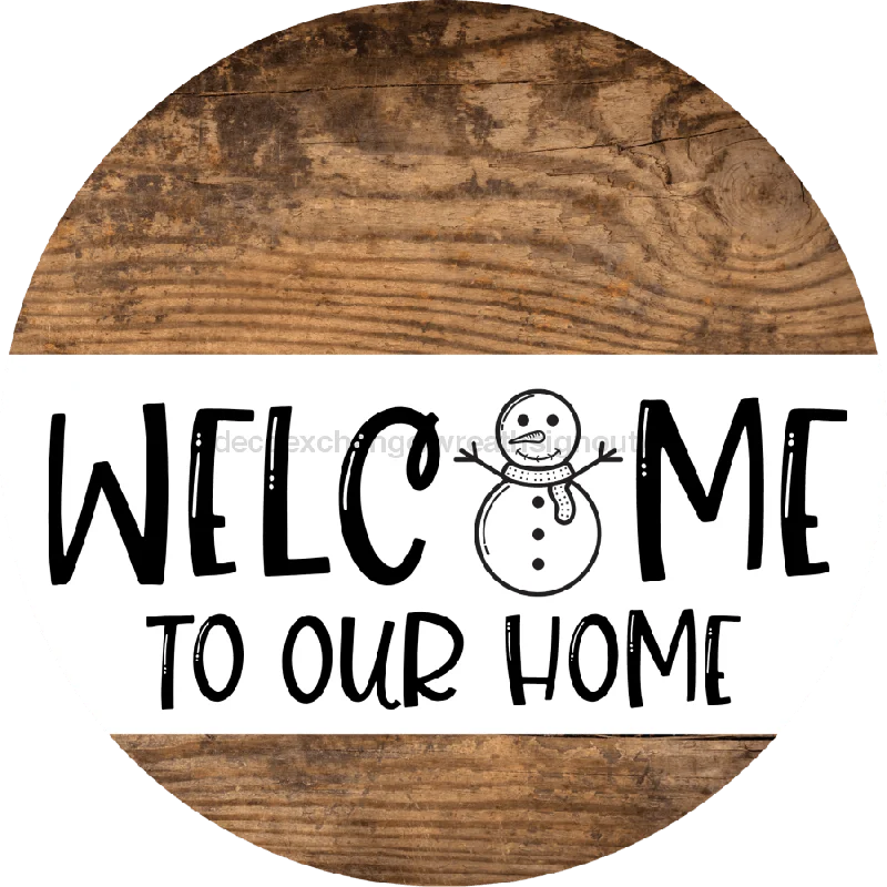 Wreath Sign, Snowman Sign, Christmas Sign, DECOE-2349, Sign For Wreath, Round Sign, 18" Wood Round